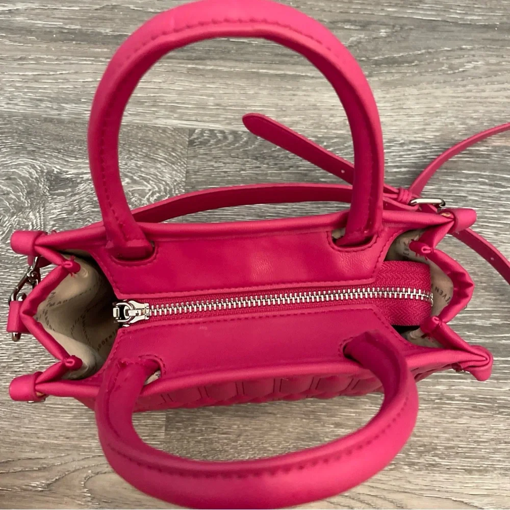 Steve‎ Madden Quilted Fuschia Mini Tote Handbag with Shoulder Strap